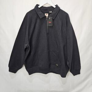 Levi's Men's Henley Zip Black Sweatshirt Relaxed Fit Size Large